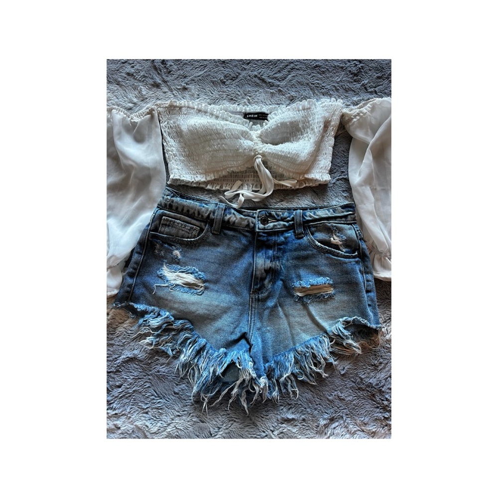 Ripped jean shorts